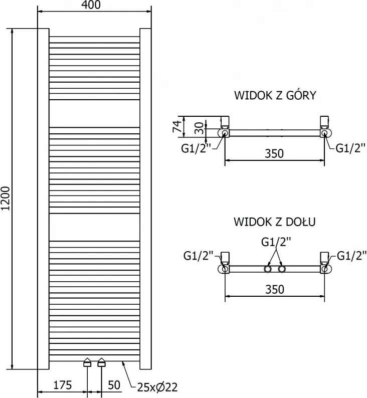 Mexen Mars, elektrické vykurovacie teleso 1200 x 400 mm, 300 W, zlatá lesklá, W110-1200-400-2300-50