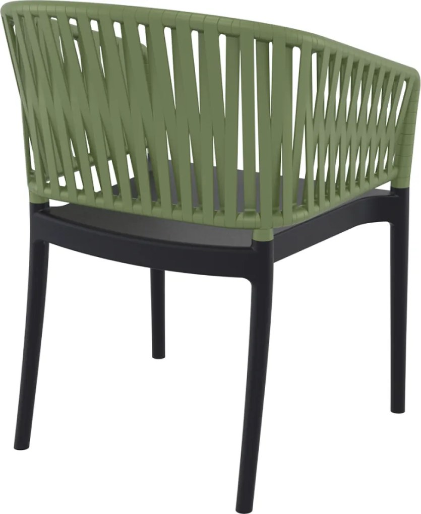 PORTOFINO záhradná stolička s podrúčkami black/olive green