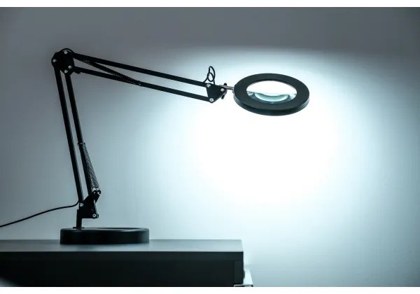 Brilagi - LED Stmievateľná stolná lampa s lupou LED/12W/5V 3000/4200/6000K čierna