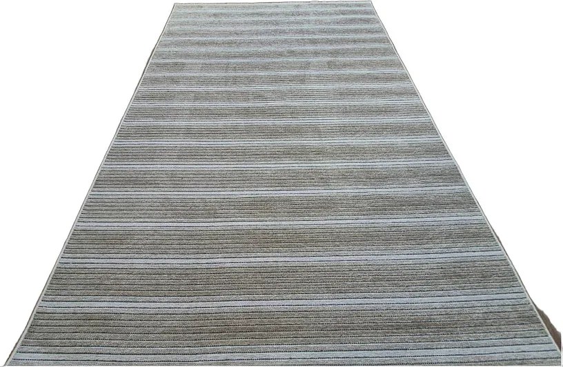 Pruhovaný koberec Saloon CREAM – béžový, nízky vlas, polyester Rozmer: 80x300 cm