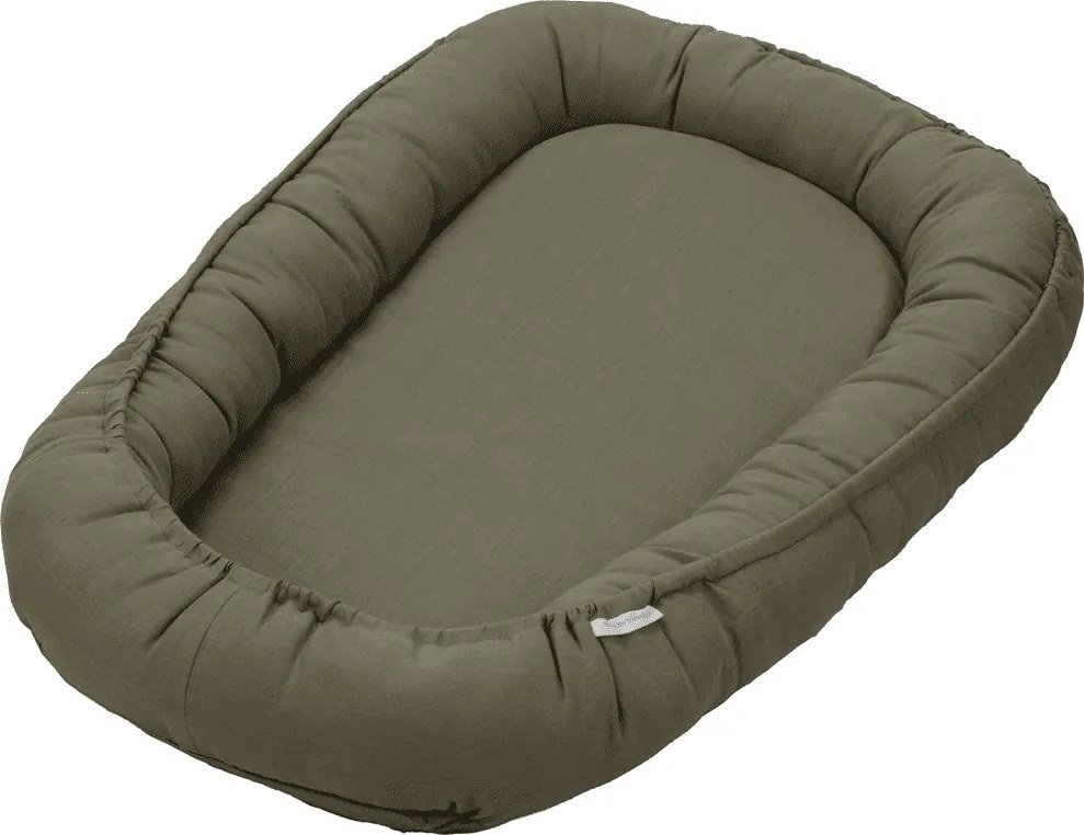 Ľanové hniezdo pre bábätko olivová