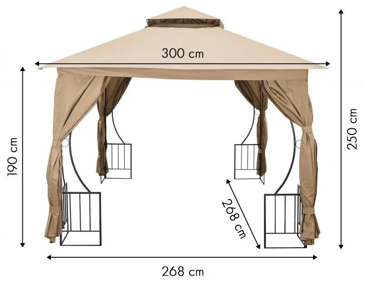 Záhradný altánok lux EMMA 3x3 m béžový