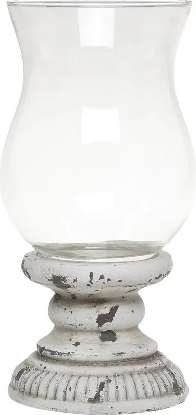 Šedý antik dekoračný svietnik Frejus - Ø 14*20 cm