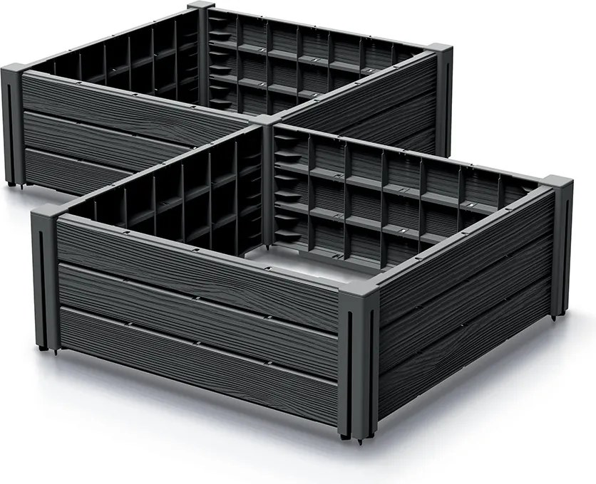 Sada 2 ks vyvýšených záhonů Bas Planty 61,8 cm antracitová