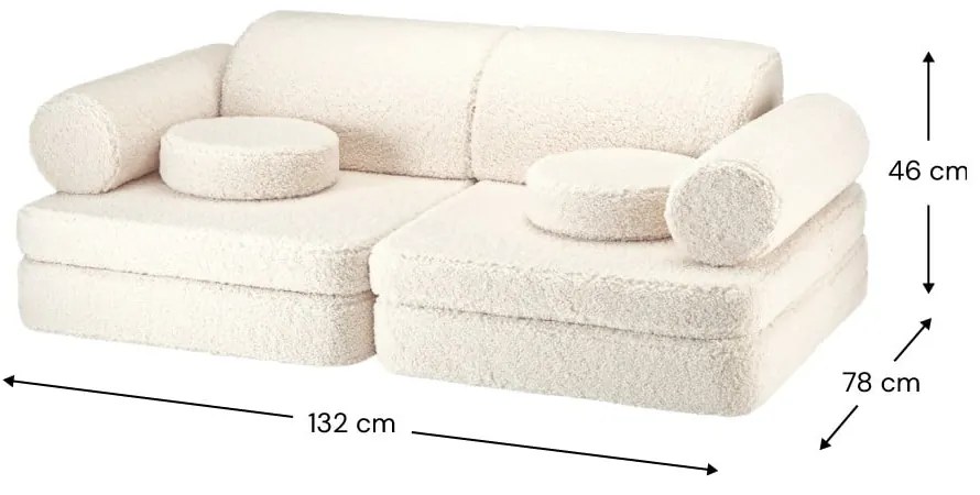 Krémová detská pohovka z textílie buklé 132 cm Settee – Wigiwama