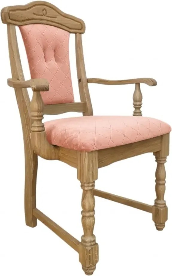 Klasická dubová - čalúnená stolička s podrúčkami FA, 65x53x99 cm Caro11