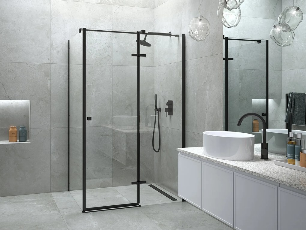 Besco Obdĺžnikový sprchovací kút PIXA BLACK R 100x80 (100x90, 120x80, 120x90), výška 195 cm - bez vaničky BESCO-Rozmery: 120x80, BESCO-Orientácia: Ľa…