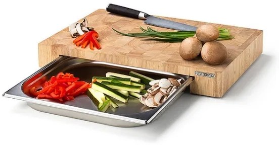 Continenta C4027 - Kuchynská doska na krájanie s misou 48x32,5 cm gumovník