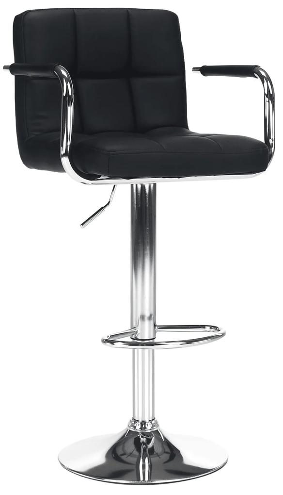 Kondela Barová stolička, čierna ekokoža/chróm, LEORA 2 NEW 68091