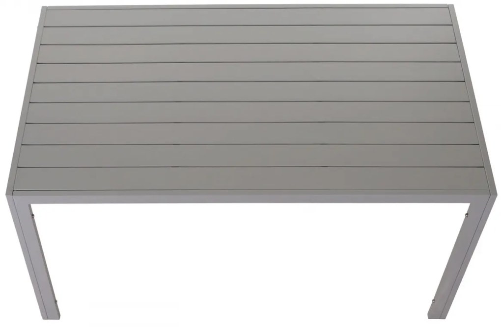 Záhradný stôl HWC-N40, hliník, 140x80cm - svetlo sivá