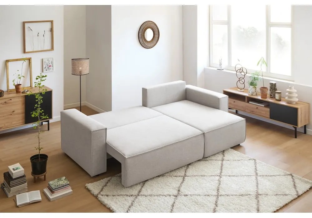 Béžová variabilná rozkladacia rohová pohovka Nihad – Bobochic Paris