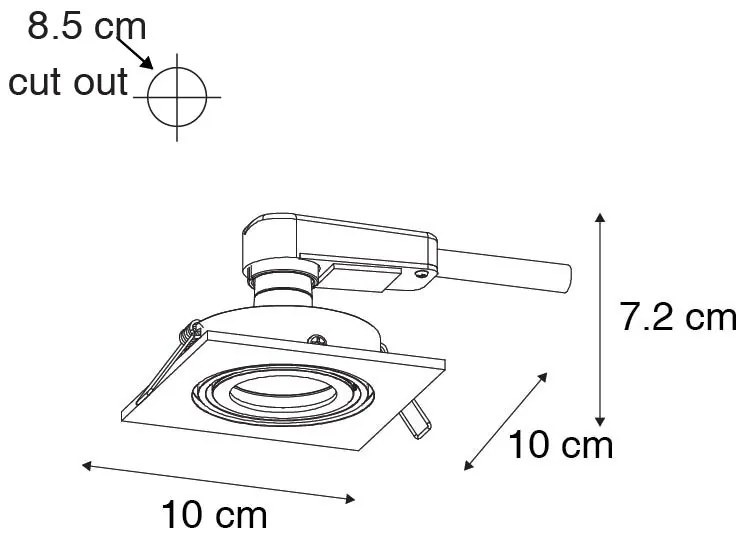 Sada 6 moderných zapustených bodových svetiel čierna nastaviteľná - Club