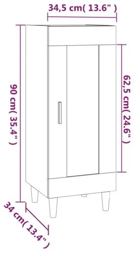 vidaXL Komoda dymový dub 34,5x34x90 cm spracované drevo-