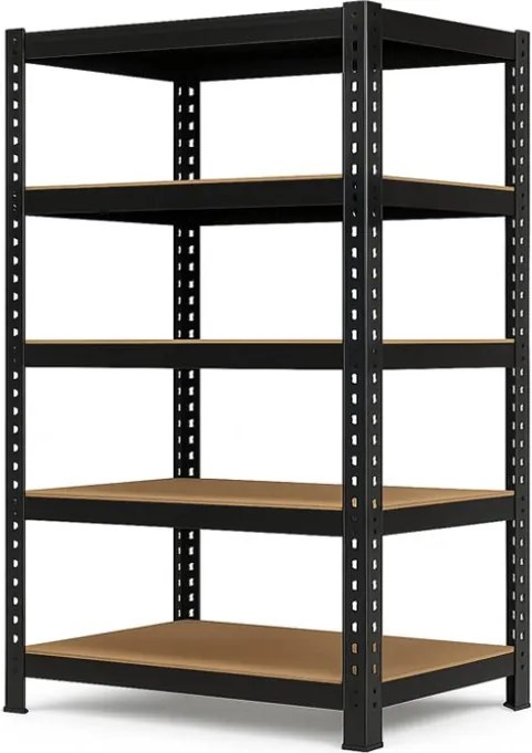 Akcia 5x Regál 216x120x50 cm profesionálny 5-policový, nosnosť 200 kg - čierny