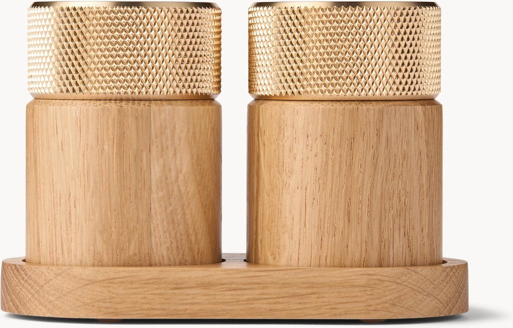 Mlynčeky na soľ a korenie z dubového dreva Sina, 3 ks