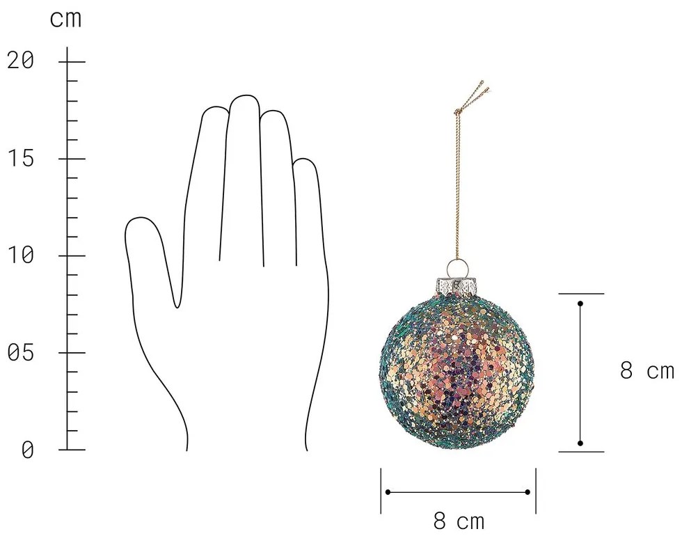HANG ON Vianočná guľa trblietky 8 cm - zelená