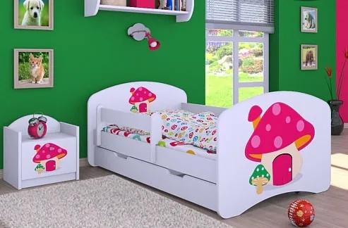MAXMAX Detská posteľ so zásuvkou 140x70 RUŽOVÝ hríbik