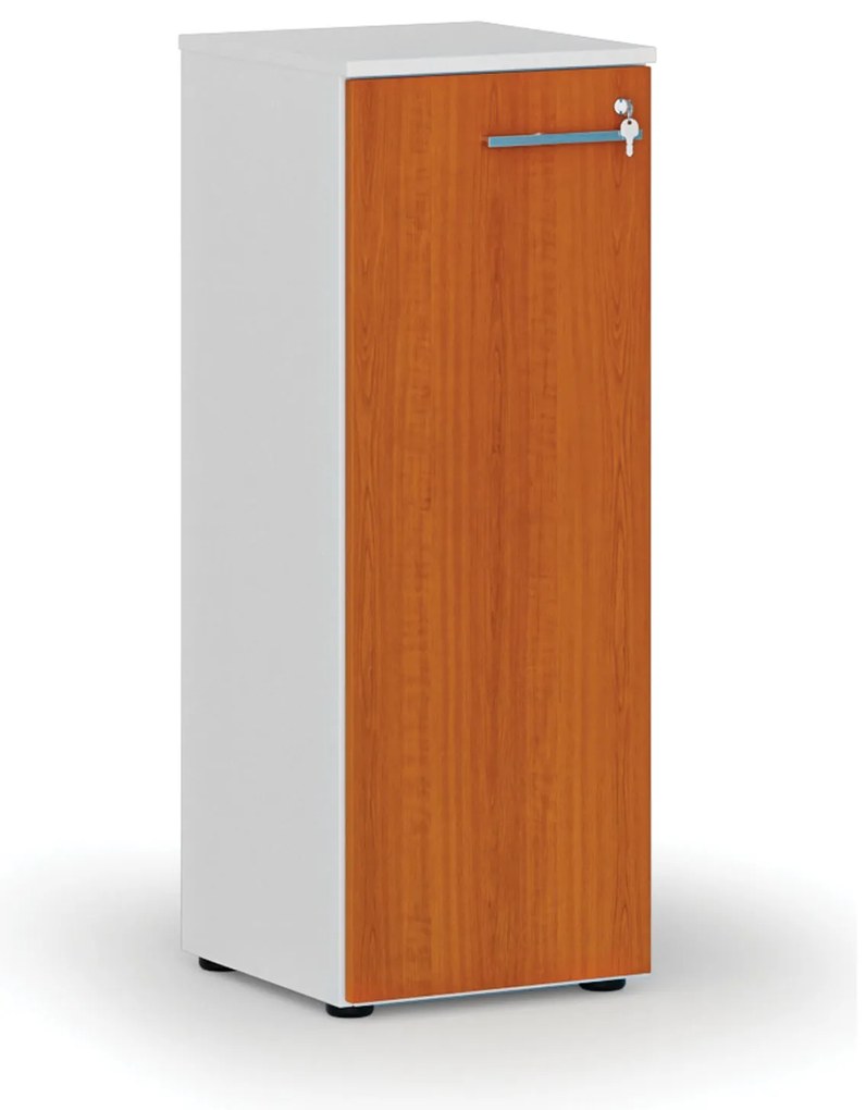 Nízka kancelárska skriňa s dverami PRIMO WHITE, 400 x 420 x 1087 mm, biela/čerešňa