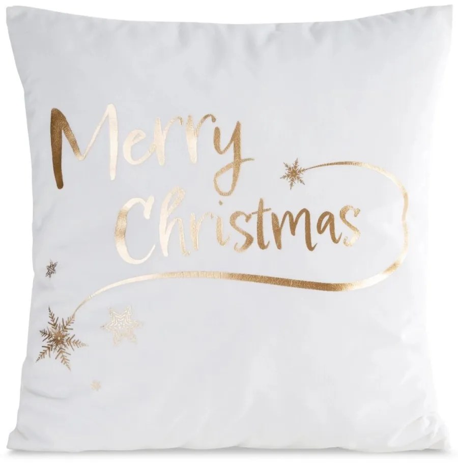 Biela zamatová vianočná obliečka Merry Christmas Šírka: 45 cm | Dĺžka: 45 cm