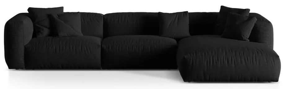 Čierna modulárna rohová pohovka (pravý roh) Martina – Micadoni Home