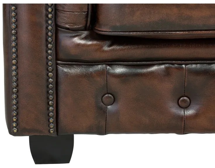 furniture-nabytek.cz - Rohová sedacia súprava Chesterfield z pravej kože, hnedá – 294×263×74 cm