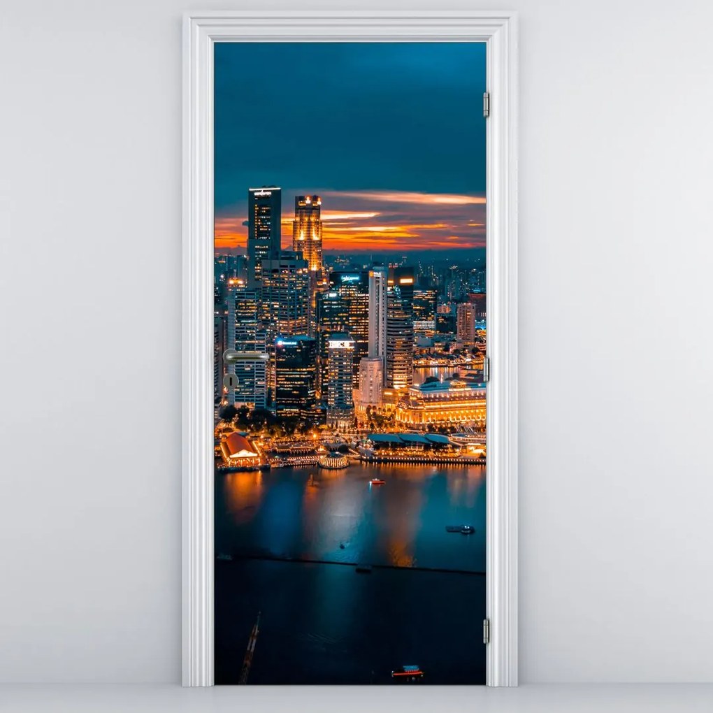 Fototapeta na dvere - Nočné mesto (95x205cm)