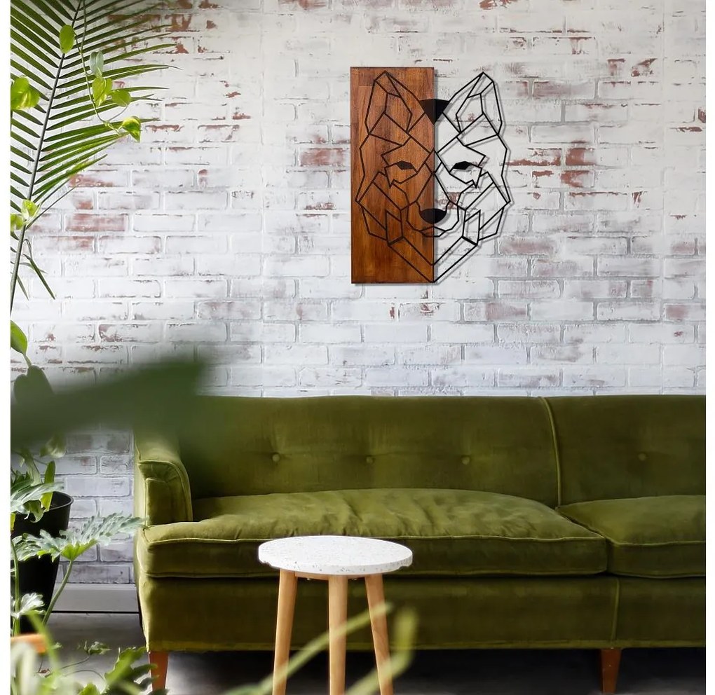 Asir Nástenná dekorácia 45,5x58 cm vlk drevo/kov 899SKL1206
