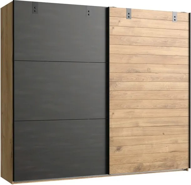 Šatník s posuvnými dverami Detroit, 250 cm, doskový dub / antracitová oceľ