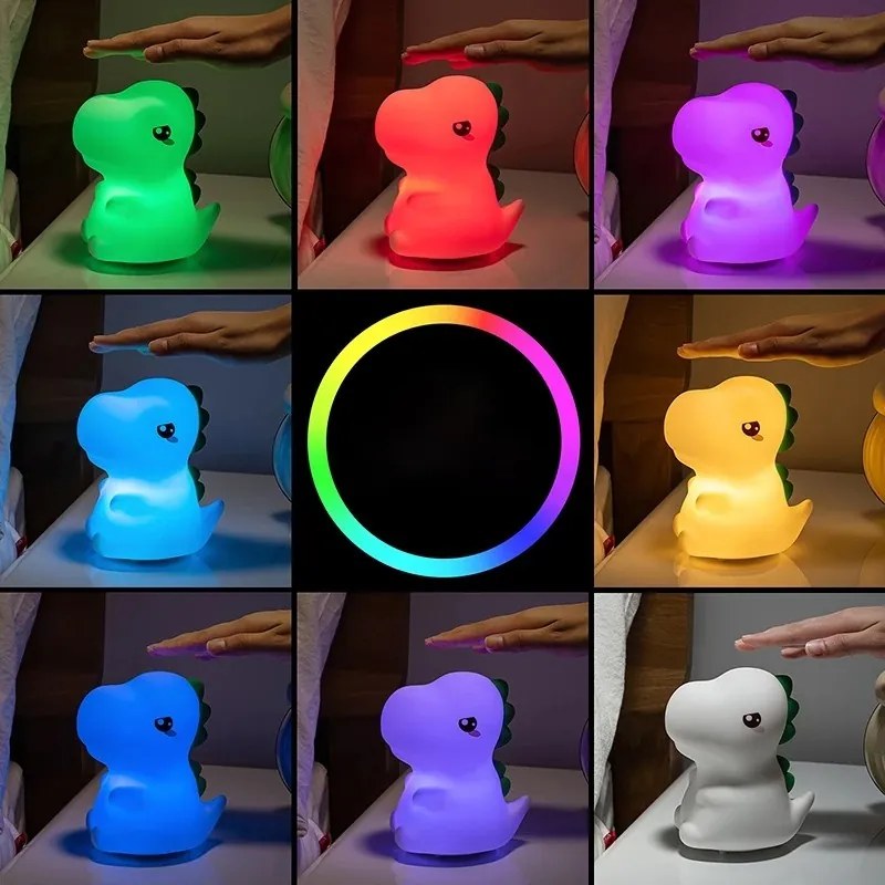 Detská stolná LED lampa Dino biela