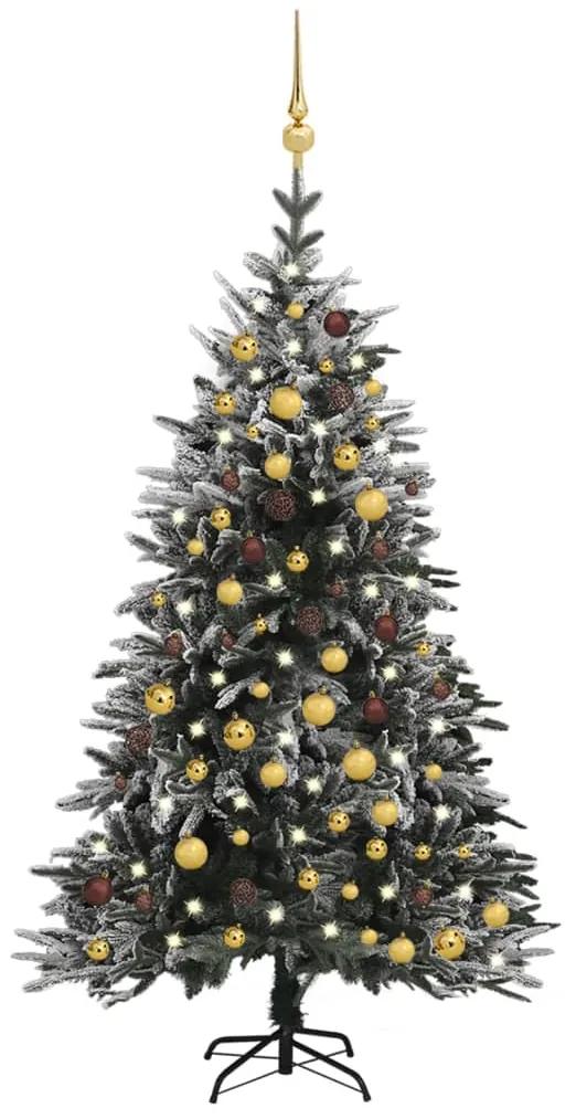 Umelý vianočný stromček s LED, sadou gúľ a snehom 180cm PVC+PE 3077833