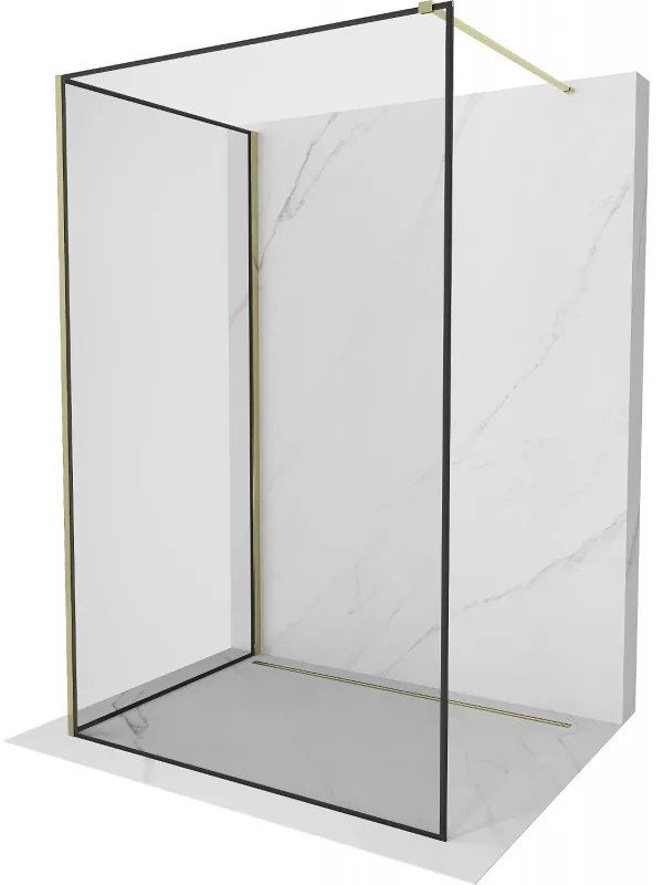 Mexen Kioto sprchová stena Walk-in 110 x 70 cm, čierny vzor, zlatá - 800-110-212-50-70-070
