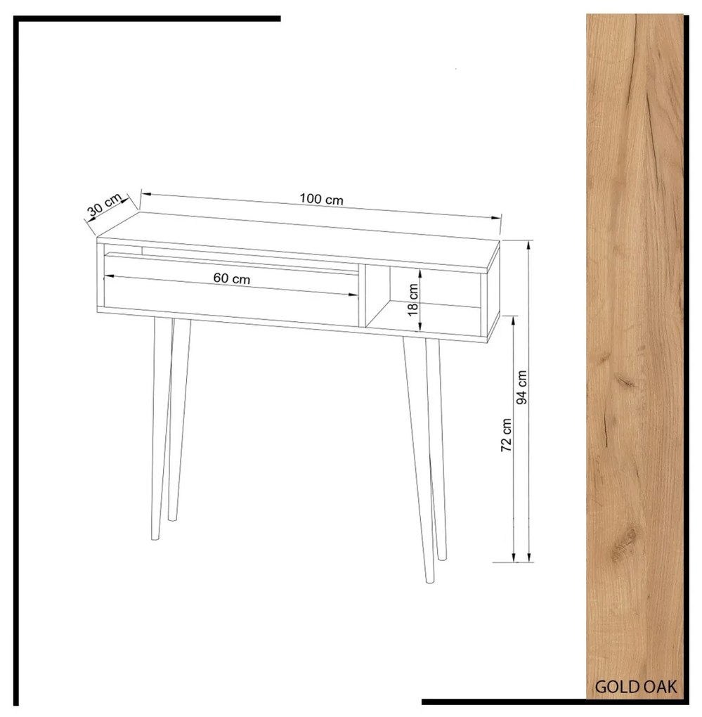 Konzolový stolík Oseyo 100 cm dub přírodní/biely