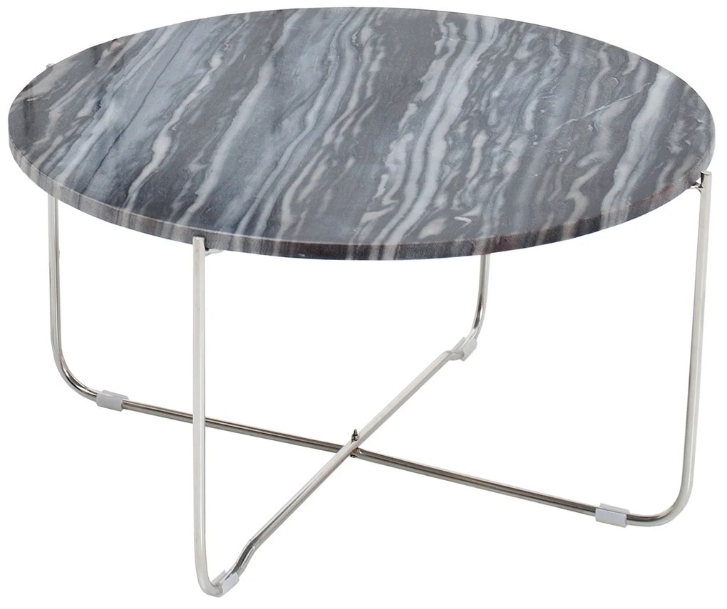 Konferenčný stolík Noble sivý mramor strieborný