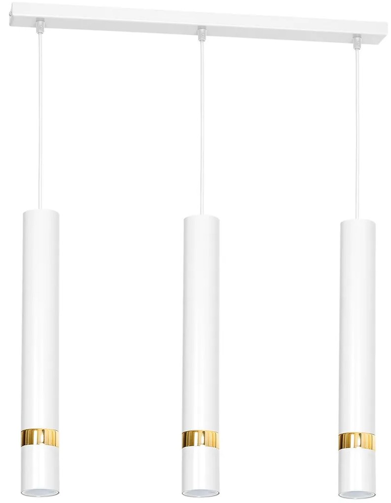 Závesné svietidlo Joker, 3x biele kovové tienidlo, w/g