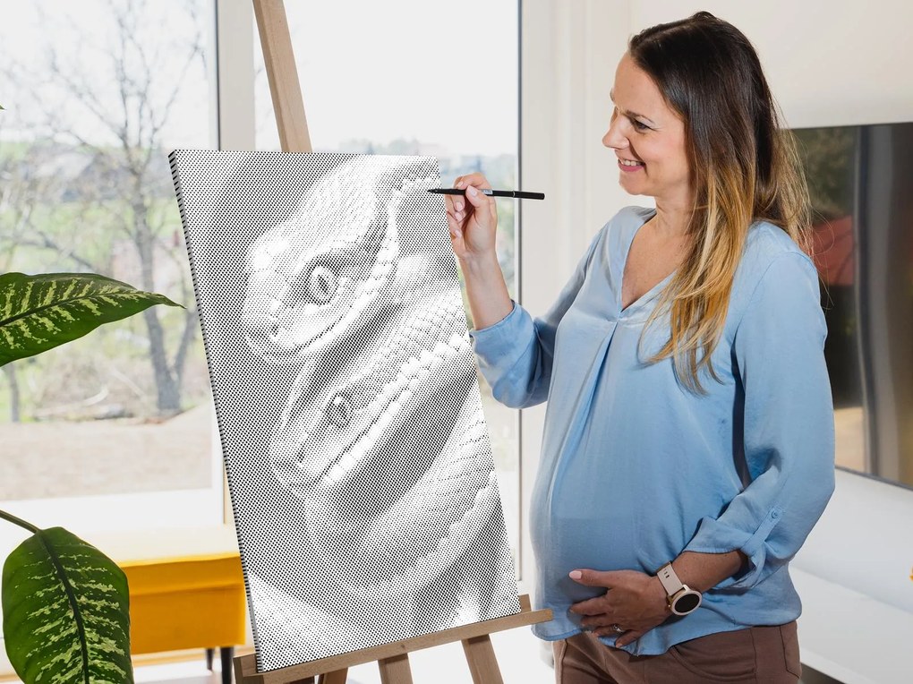 Gario Bodkovanie Hady v odtieňoch tmavo tyrkysovej Rozmery: 40 x 60 cm, Rámovanie: S vnútorným rámom, Farba bodiek: Modrá