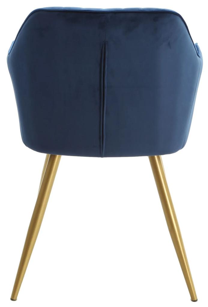 Čalúnená stolička LUX II modrá zamat + zlatá