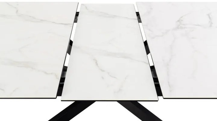 Jedálenský rozkladací stôl Irwine 200/240 cm biely mramor/čierny