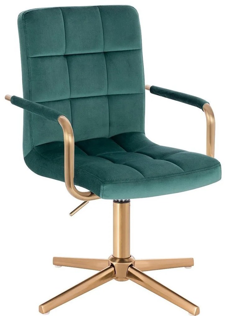 LuxuryForm DESIGN Otočná stolička VERONA GOLD VELUR na zlatom kríži - zelená