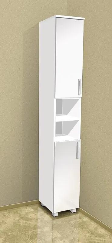 Vysoká kúpeľňová skrinka K13 barva dvířek: bílý lesk, barva skříňky: bílá 113