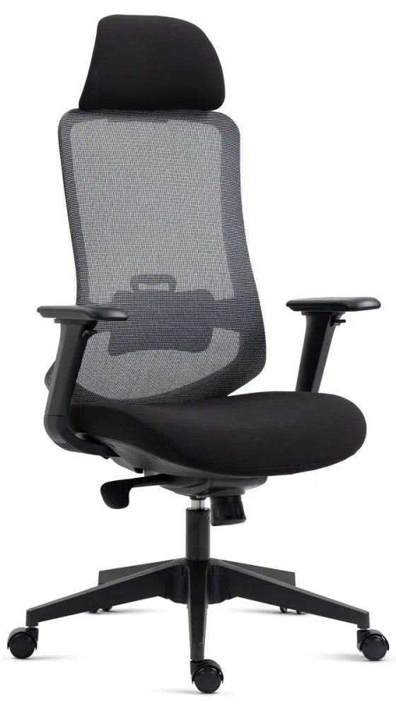 Kancelárska ergonomická stolička BULMA — sieťovina / látka, čierna