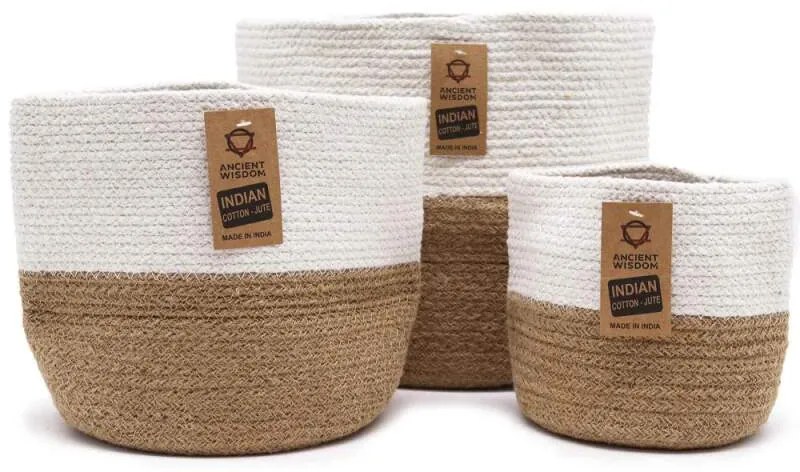 BOHO prírodné úložne košíky sada 3 kusy 25cm