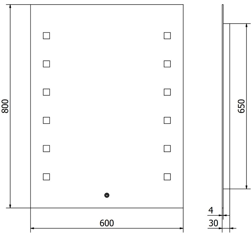 Mexen Ner, LED kúpeľňové zrkadlo s podsvietením 60x80 cm, 6000K, ochrana proti zahmlievaniu, 9809-060-080-611-00