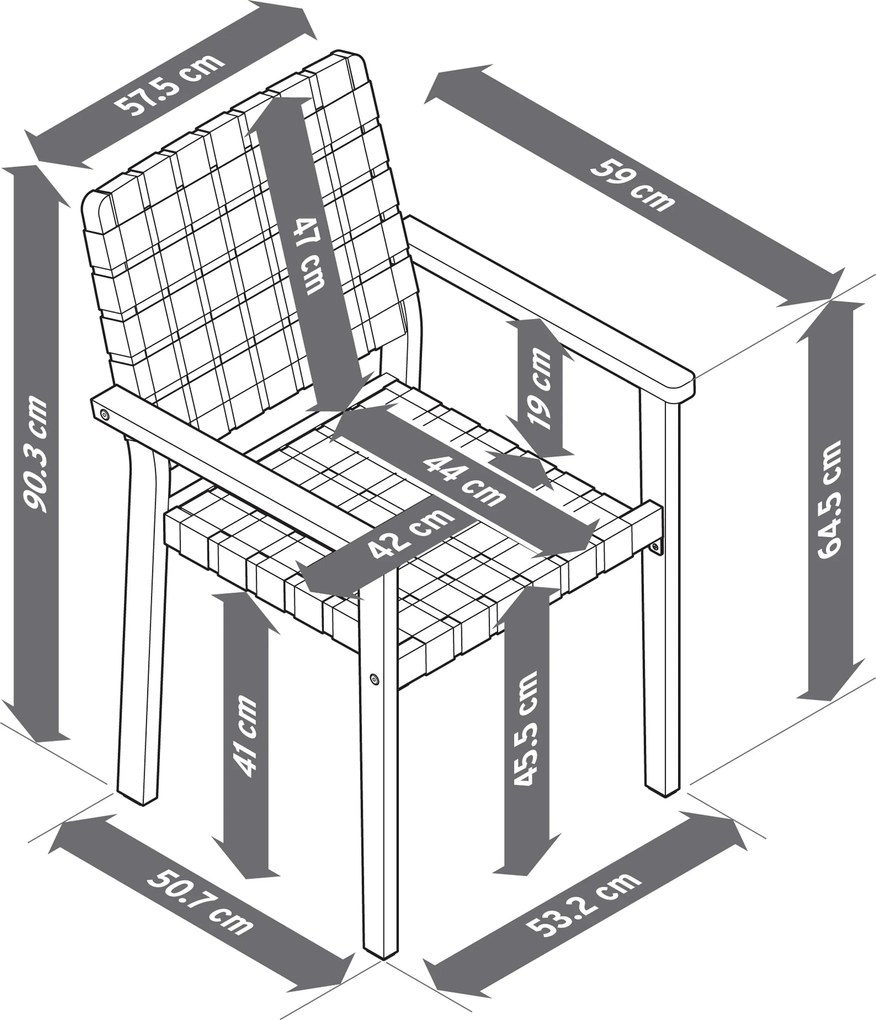 Stohovateľná záhradná stolička s pruhovaným výpletom