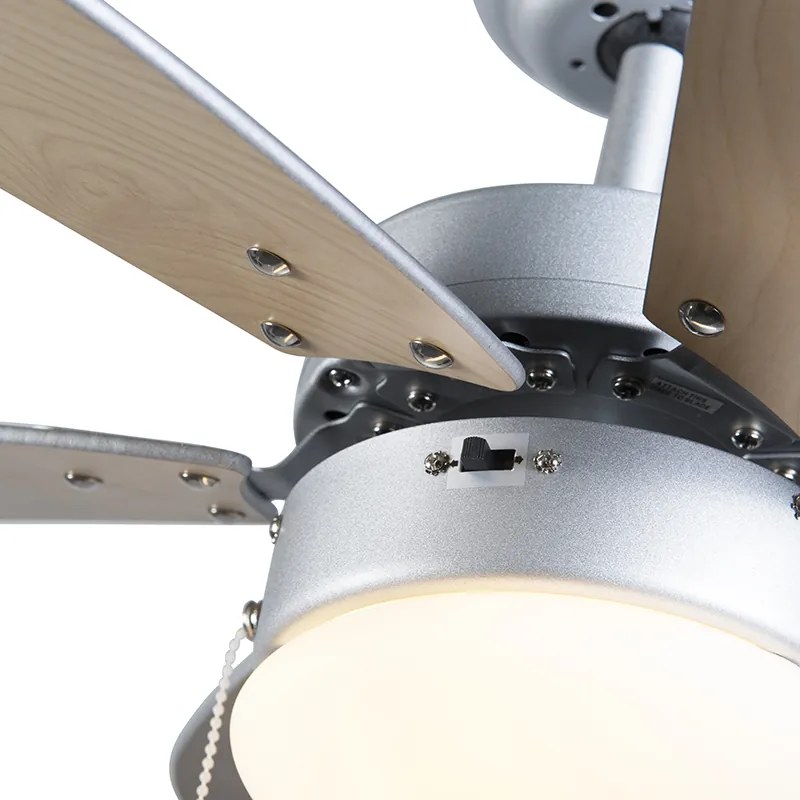 Stropný ventilátor oceľový s povrchovou úpravou imitujúcou drevo 80 cm s ťahovým spínačom - Fresh