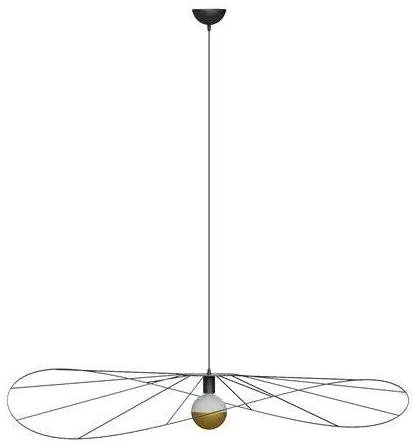 Závesné svietidlo Eskola, 1x čierne drôtené tienidlo, (fi 140 cm)