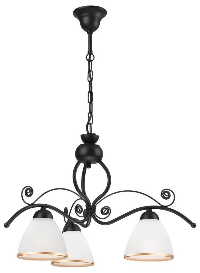 Luster na reťazi RETRO II 3xE27/60W/230V čierna