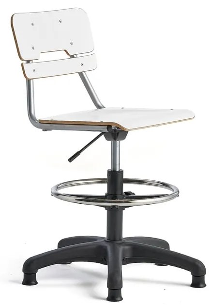 Stolička LEGERE, výškovo nastaviteľná, malé sedadlo, s klzákmi, V 500-690 mm, biela