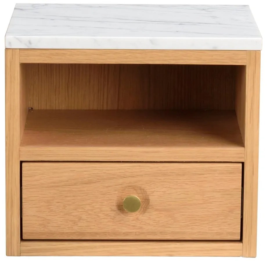 Nočný stolík s doskou v dekore mramoru v prírodnej farbe Whitmore – Rowico