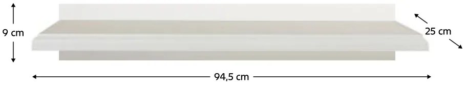 Polica KENTAK POL95, alpská biela, 95 cm