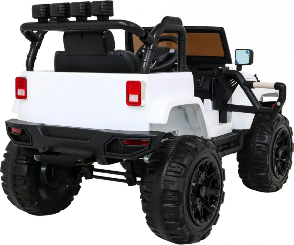 Ramiz Detský terénny biely džíp na batérie + diaľkové ovládanie + svetlá zvuky